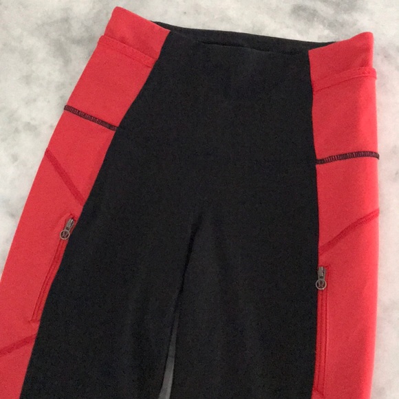 Lululemon Black/Red Run Ice Queen Pants Size 4 EUC - Picture 4 of 8